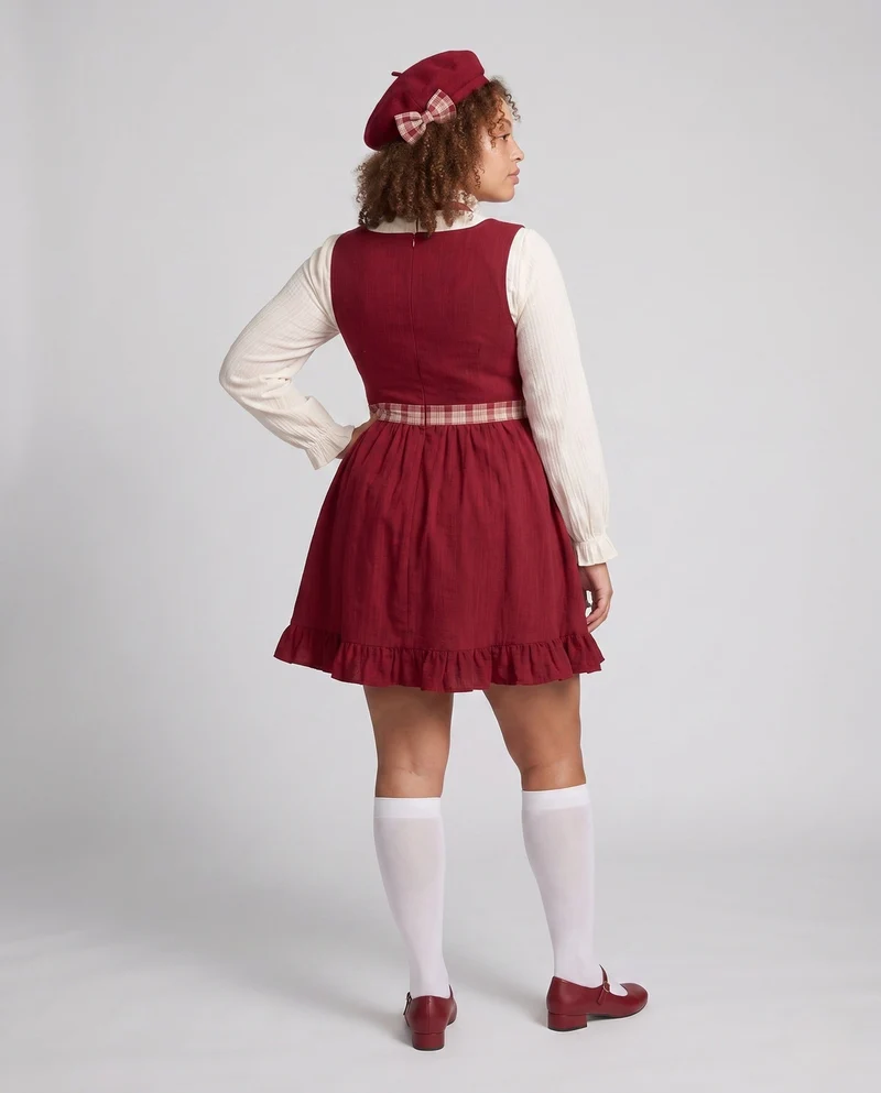 Damen Vintage Kleid mit Rüschendetails Drune