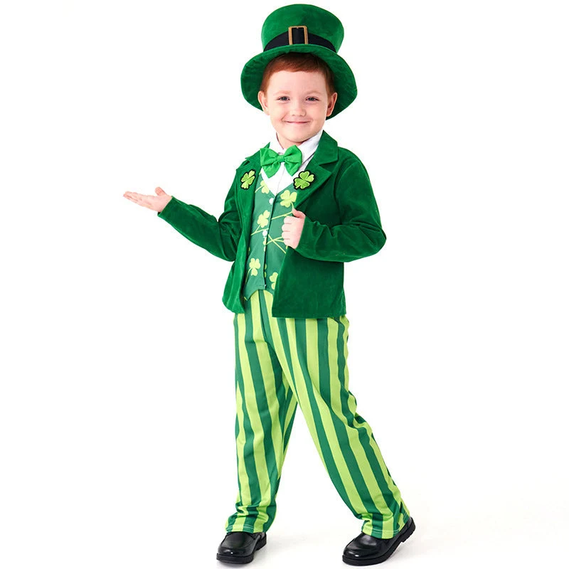 Herren-Kostüm als irischer Leprechaun mit Hut und detaillierten Akzenten Drune