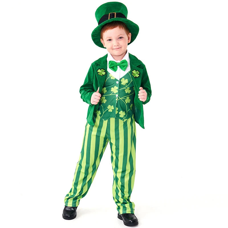 Herren-Kostüm als irischer Leprechaun mit Hut und detaillierten Akzenten Drune