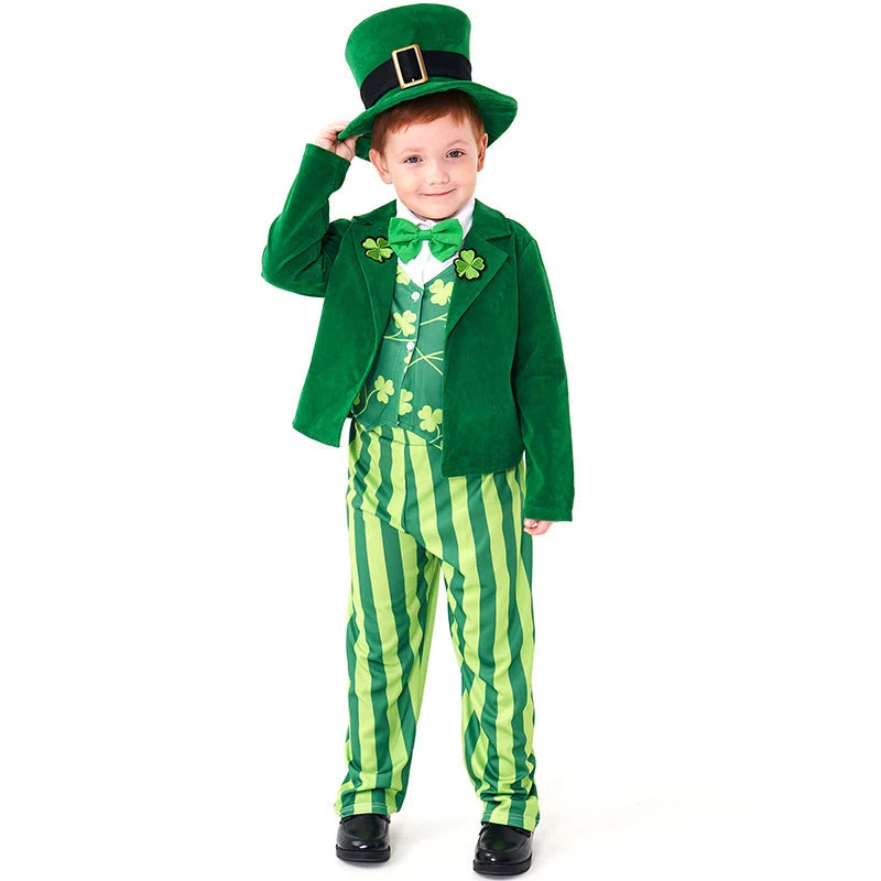 Herren-Kostüm als irischer Leprechaun mit Hut und detaillierten Akzenten Drune