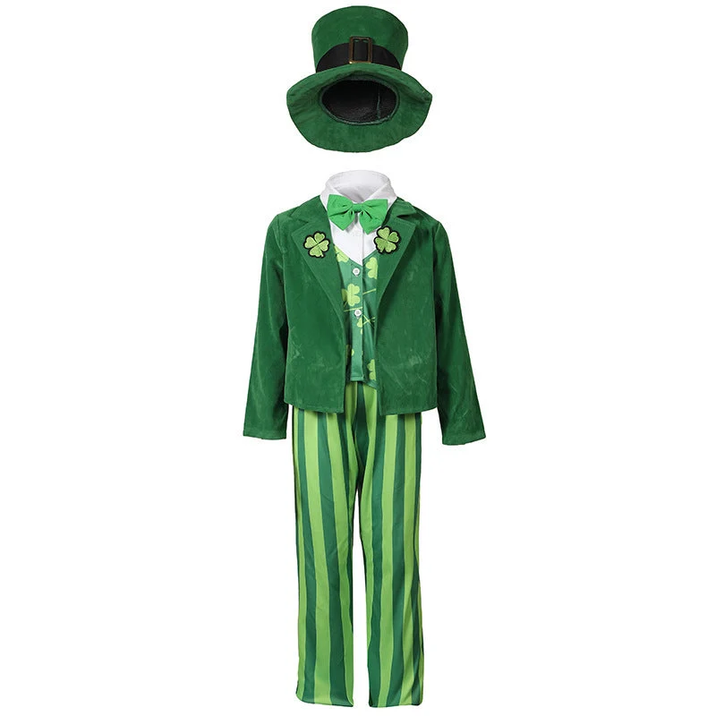 Herren-Kostüm als irischer Leprechaun mit Hut und detaillierten Akzenten Drune