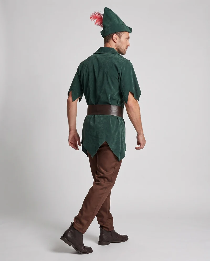 Herren Peter Pan Kostüm mit Hüftgurt und charakteristischem Hut Drune