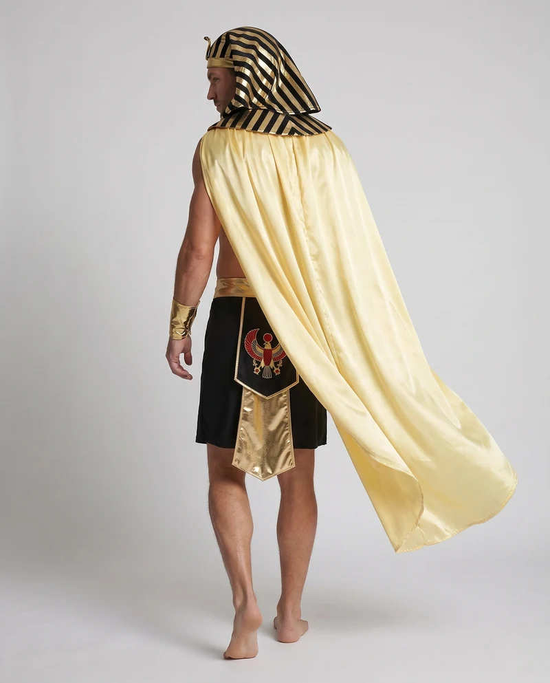 Herren Pharao Kostüm mit goldenen Akzenten und luxuriösem Umhang Drune