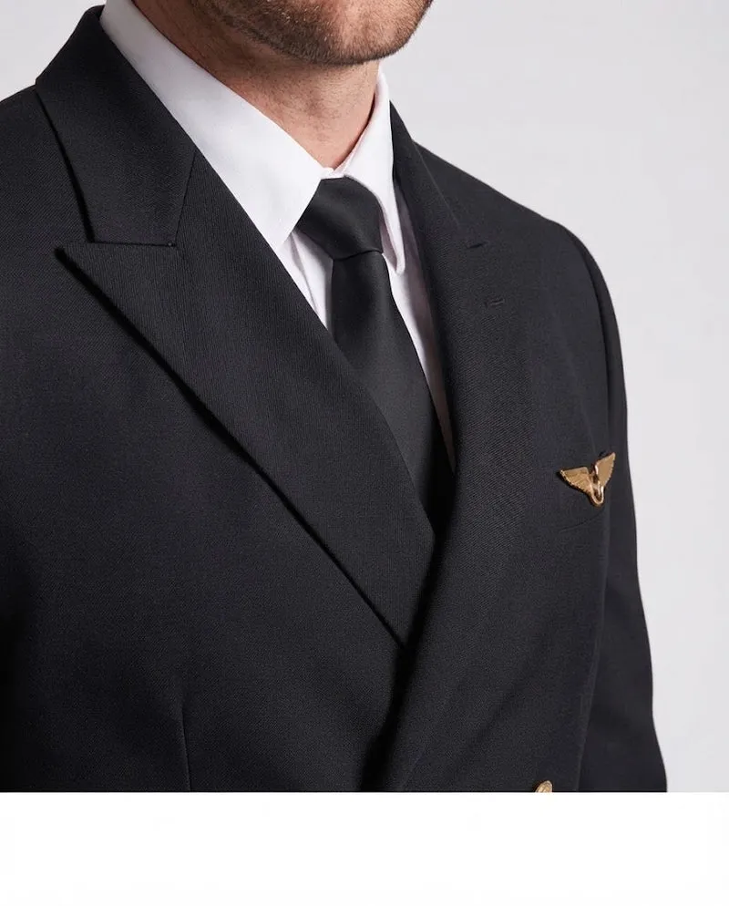 Herren-Pilotenkostüm mit authentischen Details und goldenen Akzenten Drune