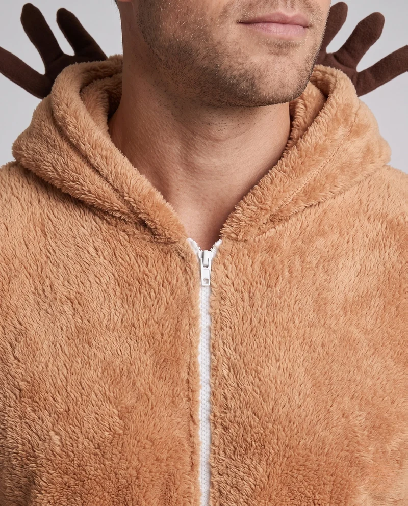 Herren Plüschkostüm mit Kapuze und Tierohren Drune