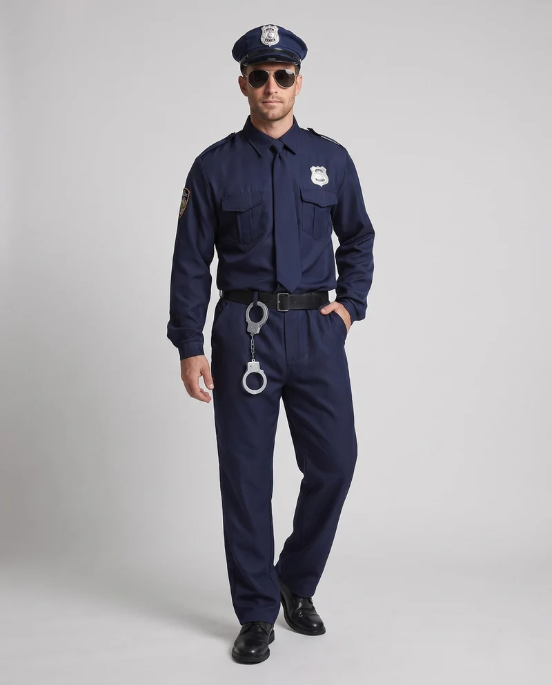 Herren-Polizeiuniform mit authentischen Details und hochwertigem Material Drune