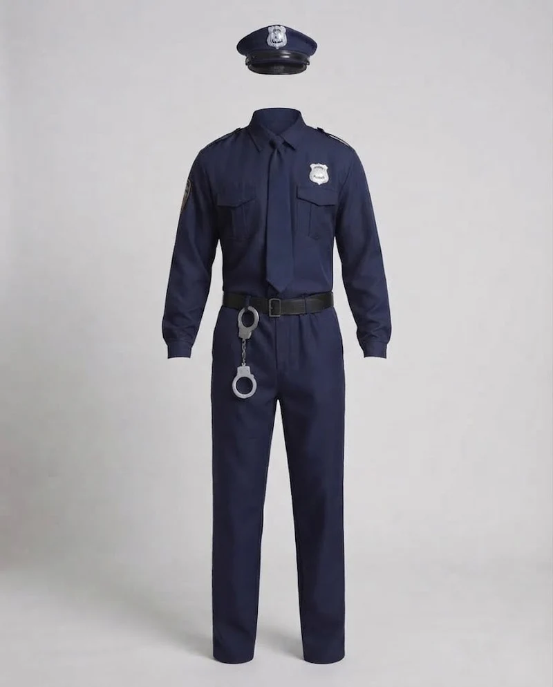 Herren-Polizeiuniform mit authentischen Details und hochwertigem Material Drune