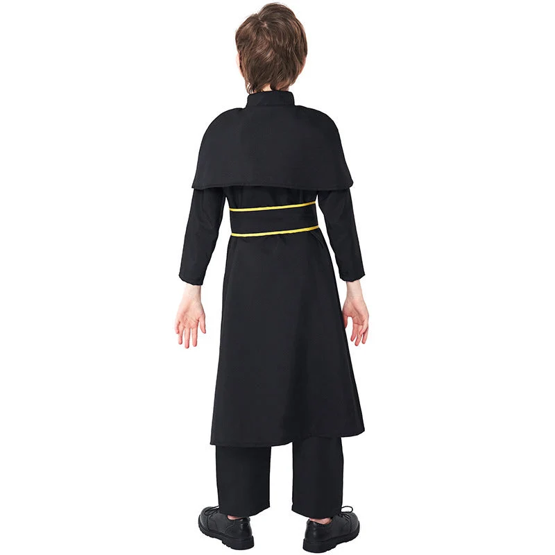 Männer Priester Kostüm mit Umhang und goldenen Accessoires Drune