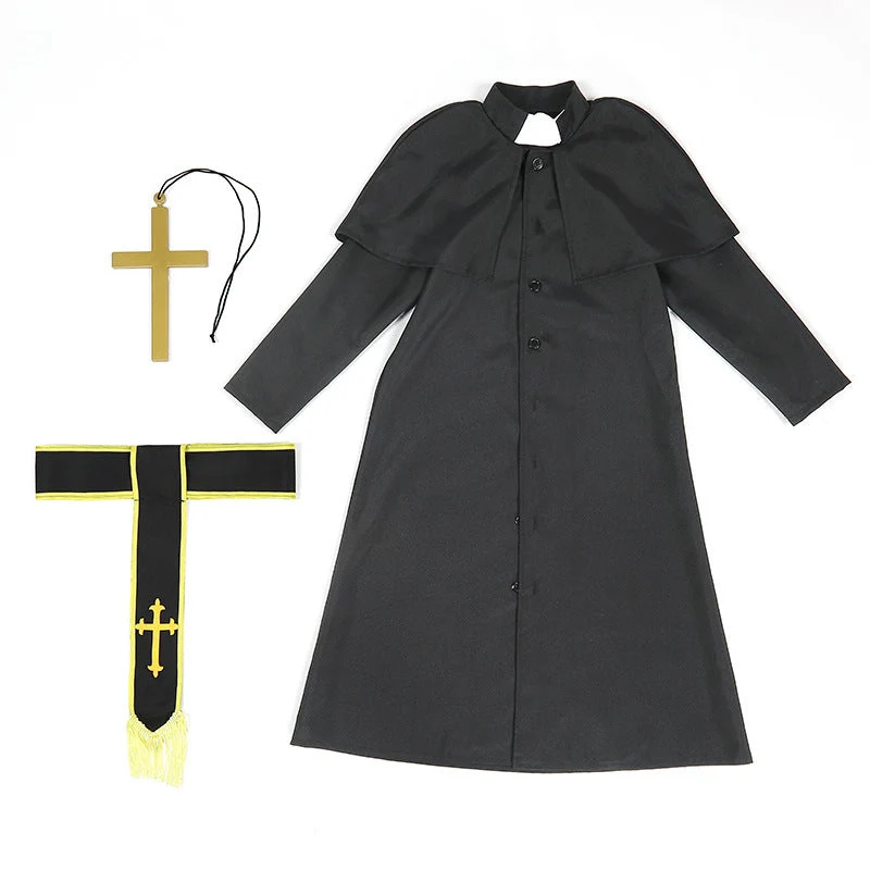 Männer Priester Kostüm mit Umhang und goldenen Accessoires Drune