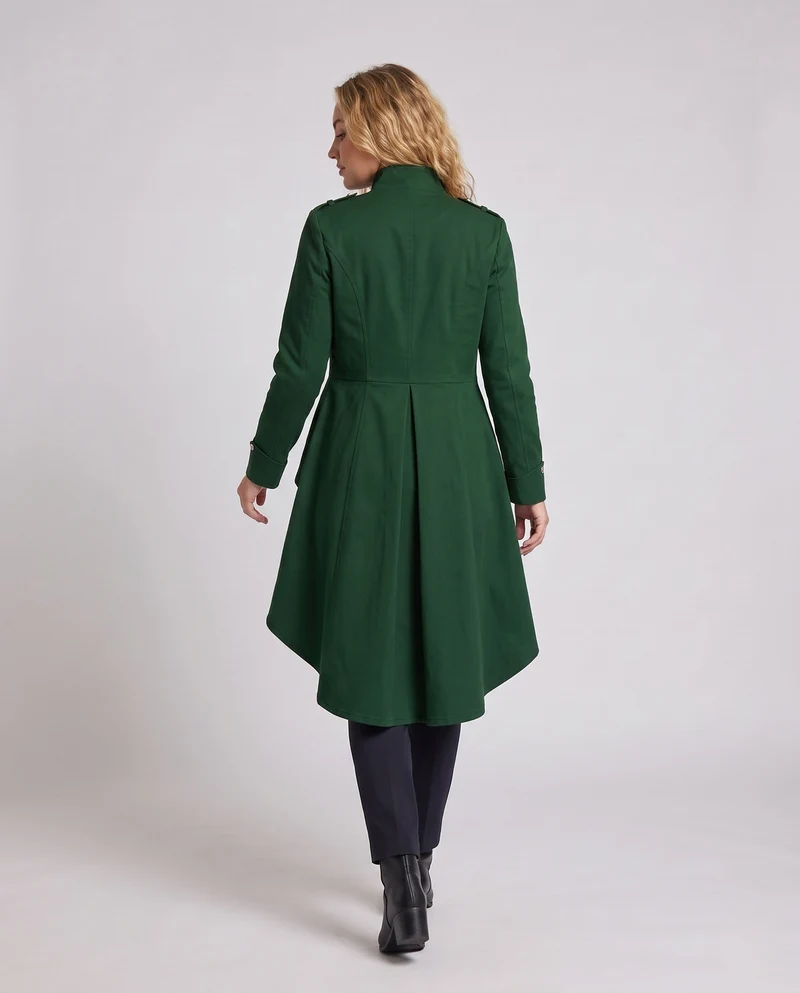 Damen asymmetrischer Kleidermantel mit luxuriösen Knöpfen Drune