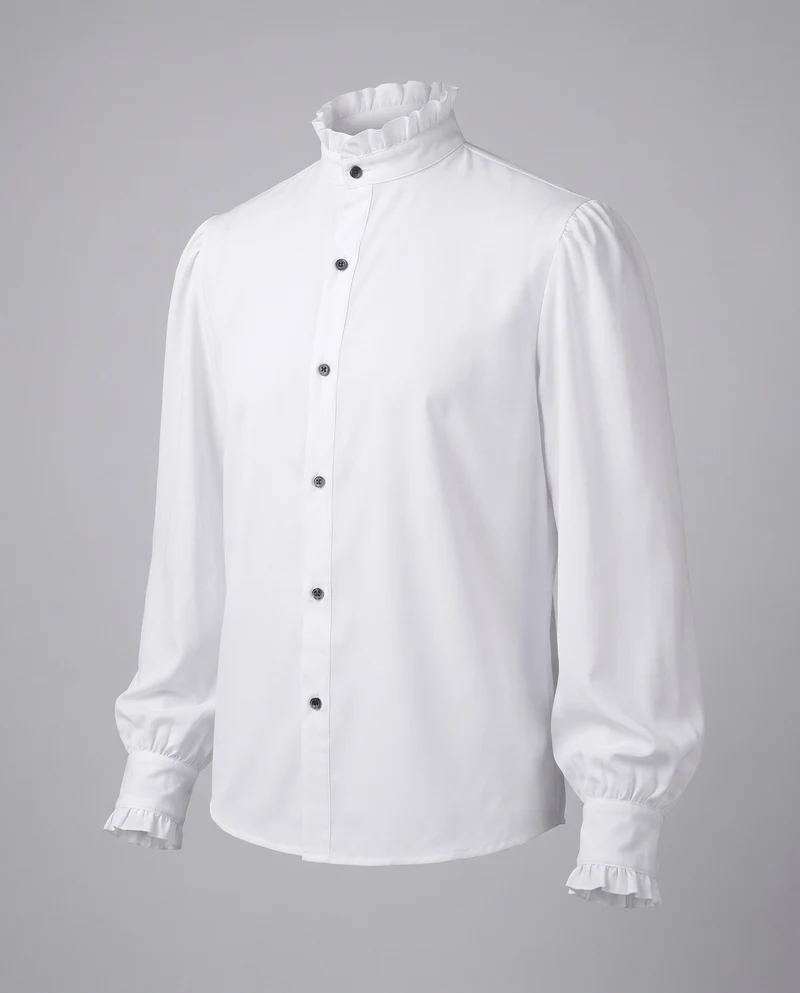 Damenbluse mit Stehkragen und Raffung Drune