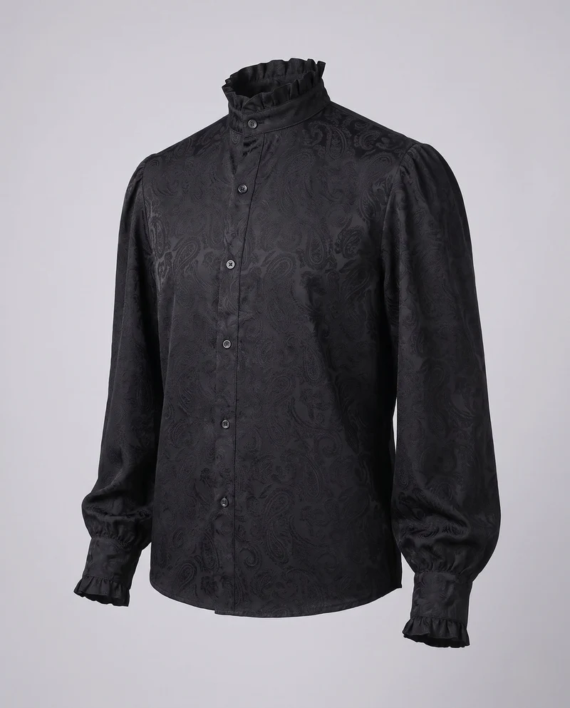 Damenbluse mit Stehkragen und Raffung Drune