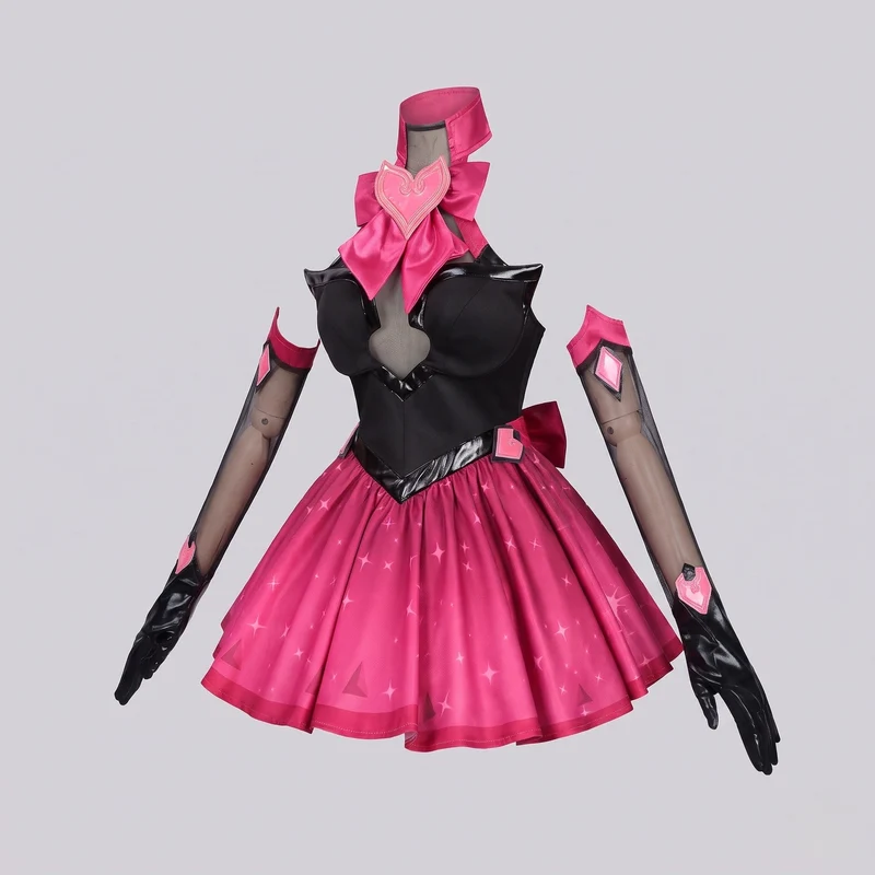 Frauen Cosplay Kleid mit herzförmigem Ausschnitt und eleganten Accessoires Drune