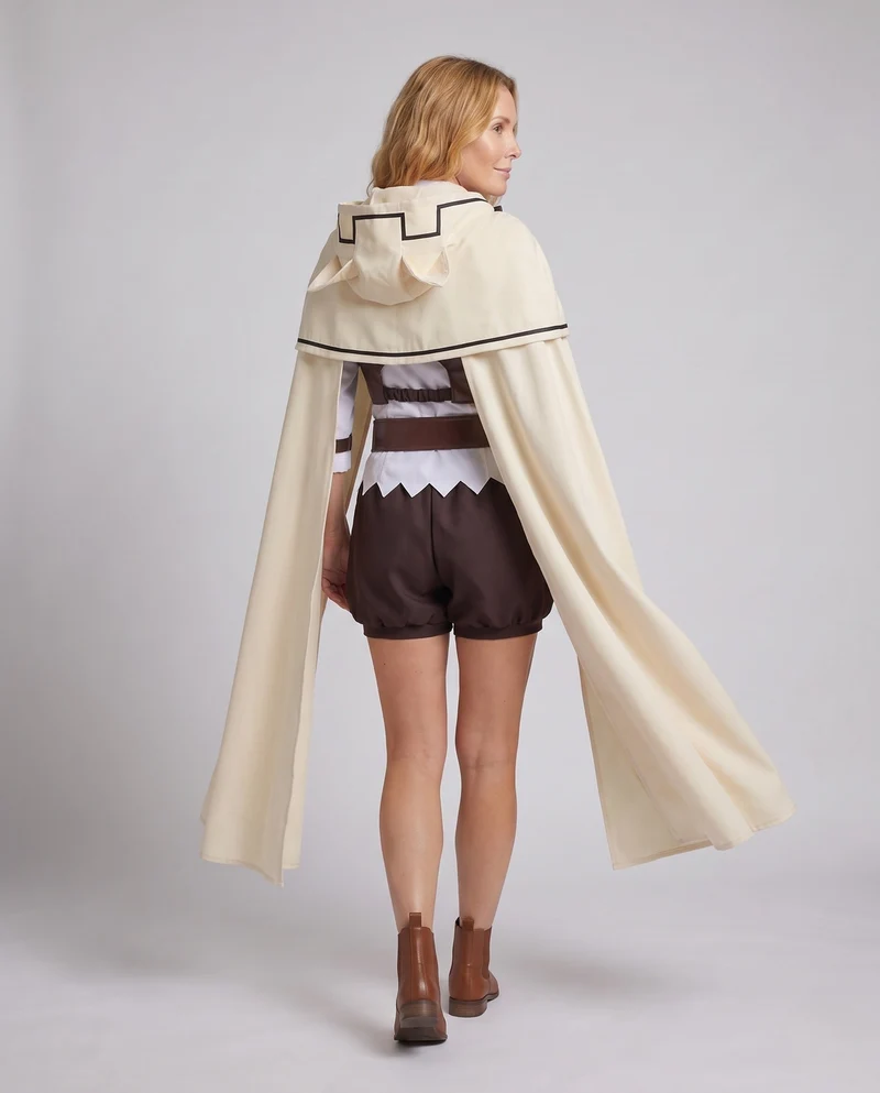Damen Cosplay Kostüm Set mit Umhang, Bluse und Zubehör Drune