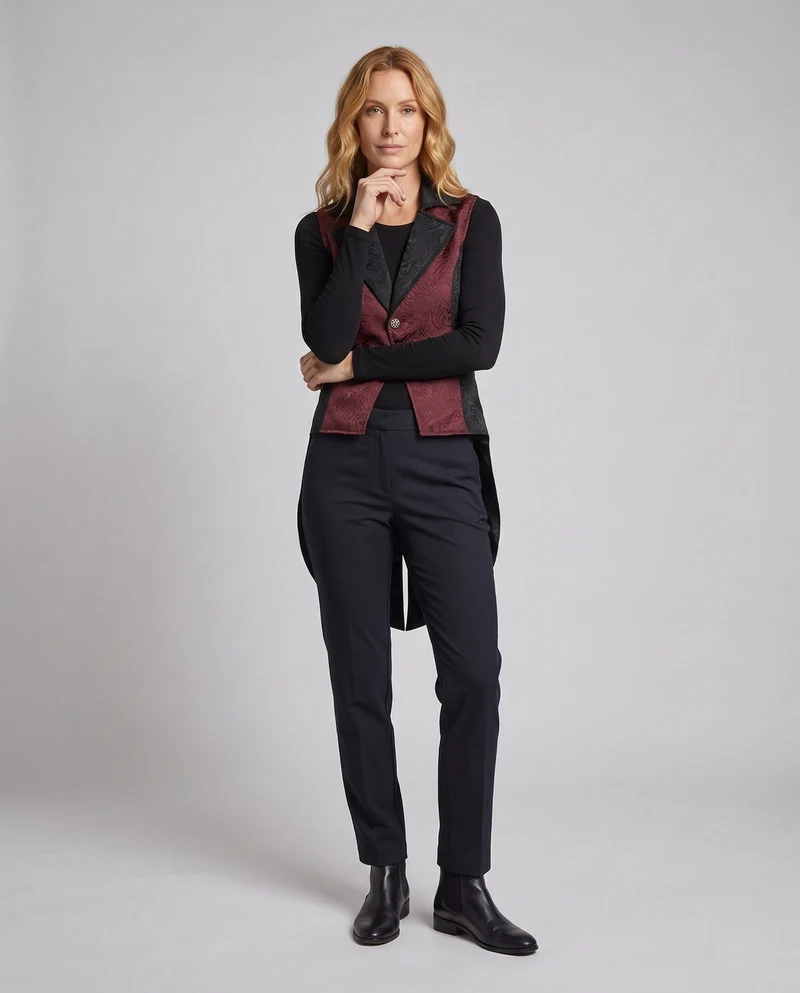 Damen Designer Weste mit Blumenmuster und asymmetrischem Saum Drune