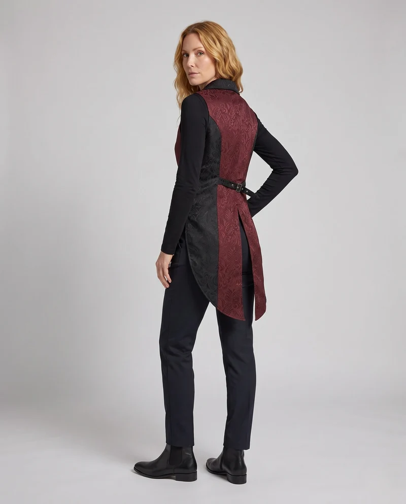 Damen Designer Weste mit Blumenmuster und asymmetrischem Saum Drune