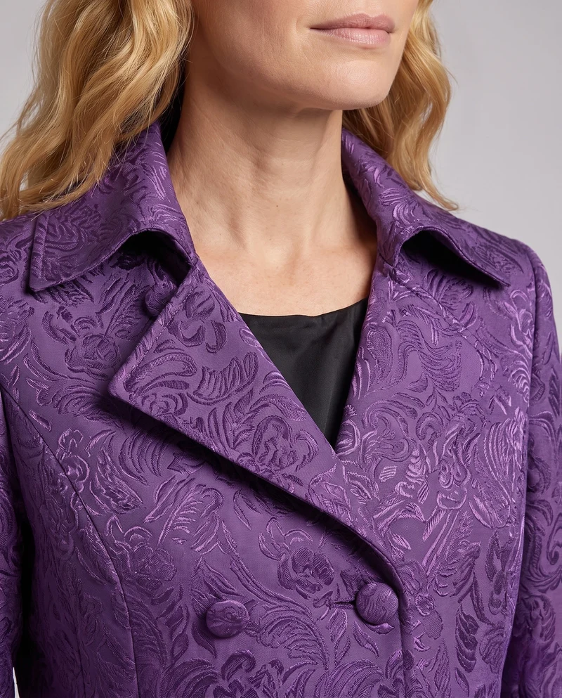 Damen Eleganter Frack mit Floral Muster und Glatter Satin Drune