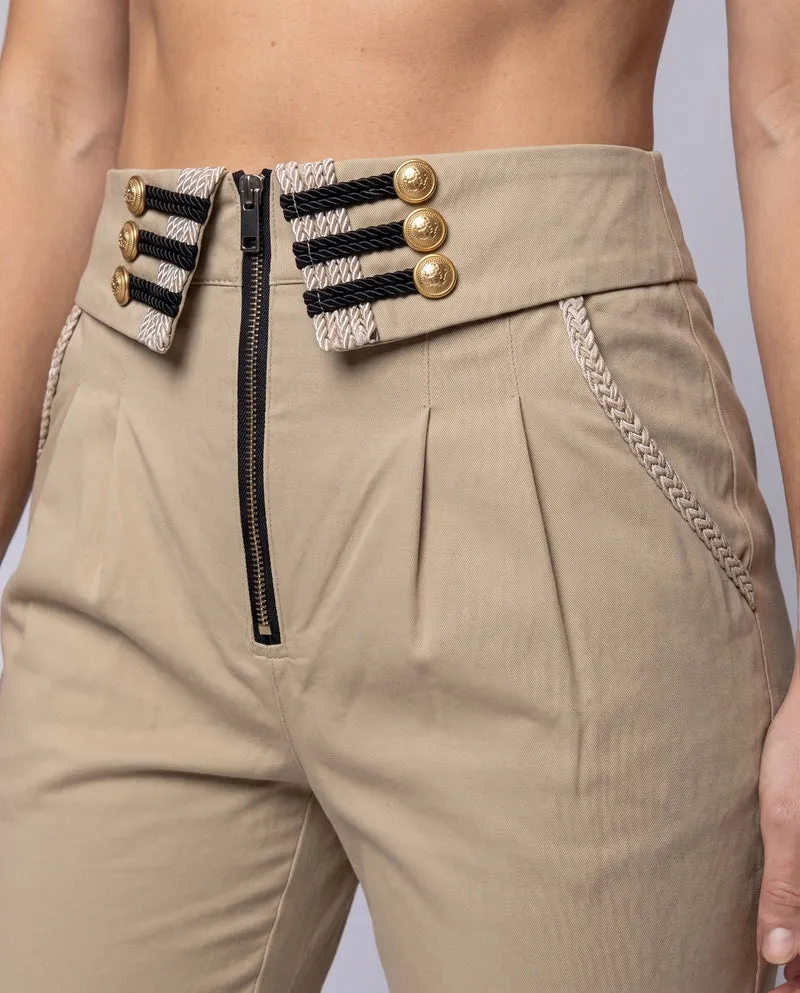 Damen elegante Anzughose mit dekorativer Knopfleiste und hoher Taille Drune