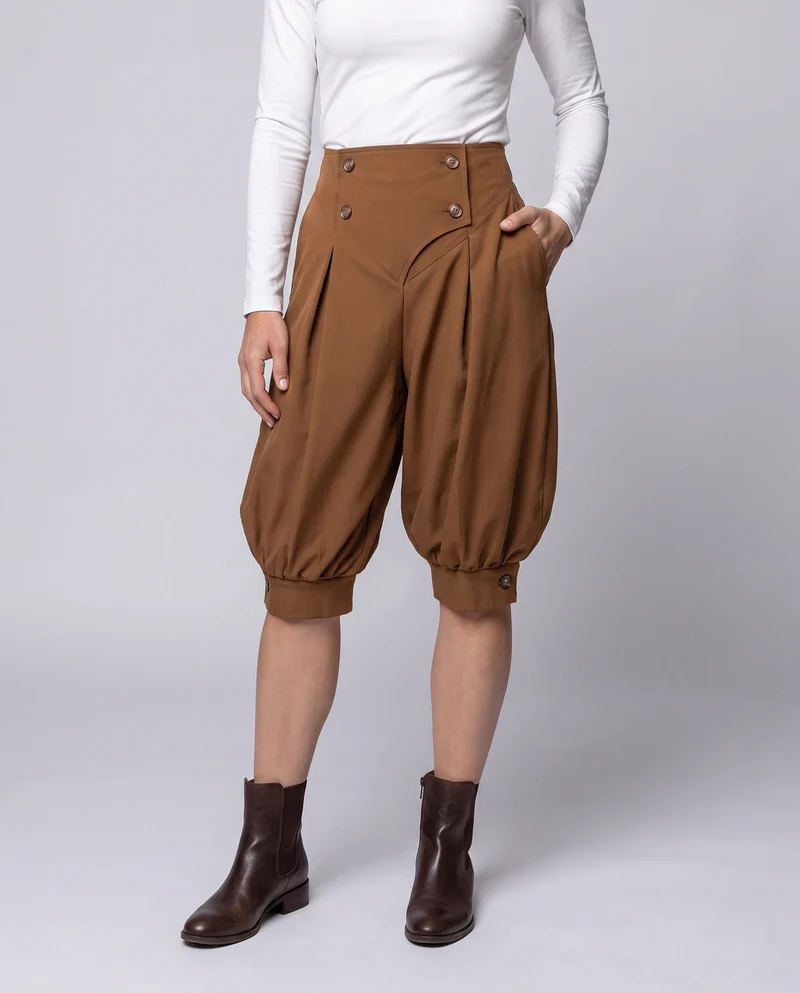 Damen elegante Ballonhosen mit stilvollen Knopfdetails Drune