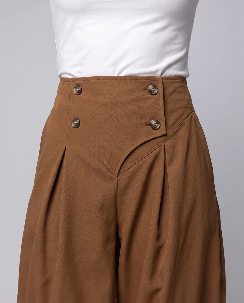 Damen elegante Ballonhosen mit stilvollen Knopfdetails Drune