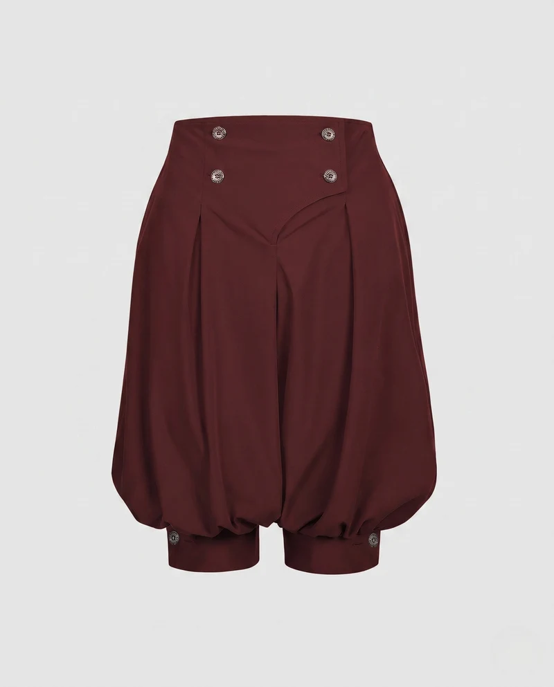 Damen elegante Ballonhosen mit stilvollen Knopfdetails Drune
