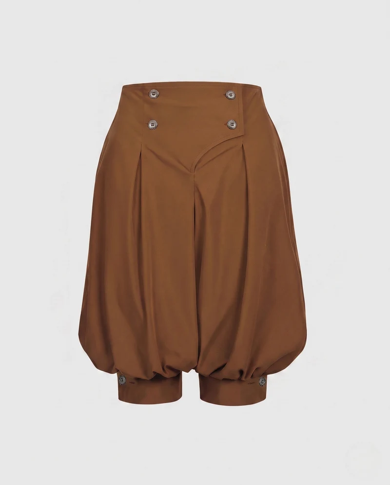 Damen elegante Ballonhosen mit stilvollen Knopfdetails Drune