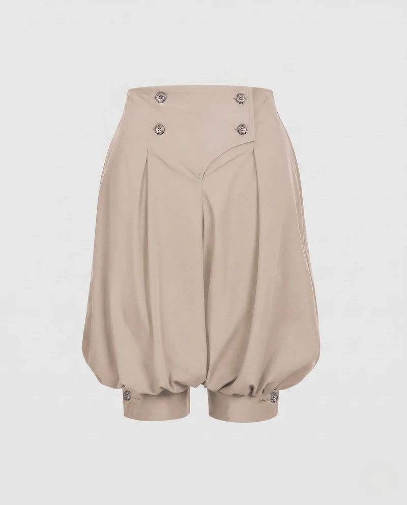 Damen elegante Ballonhosen mit stilvollen Knopfdetails Drune