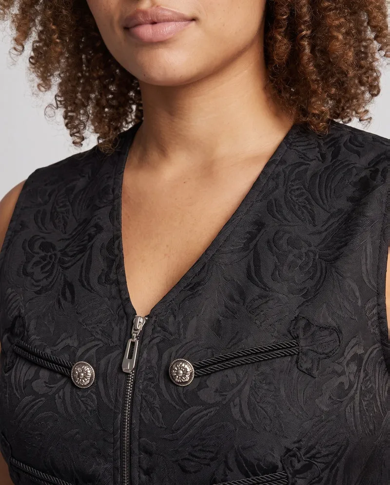 Damen eleganter Brokatweste mit kunstvollen Knöpfen Drune
