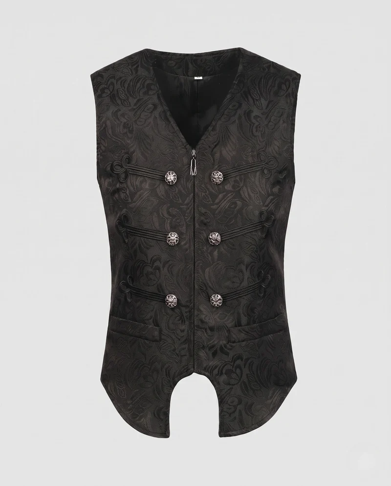 Damen eleganter Brokatweste mit kunstvollen Knöpfen Drune