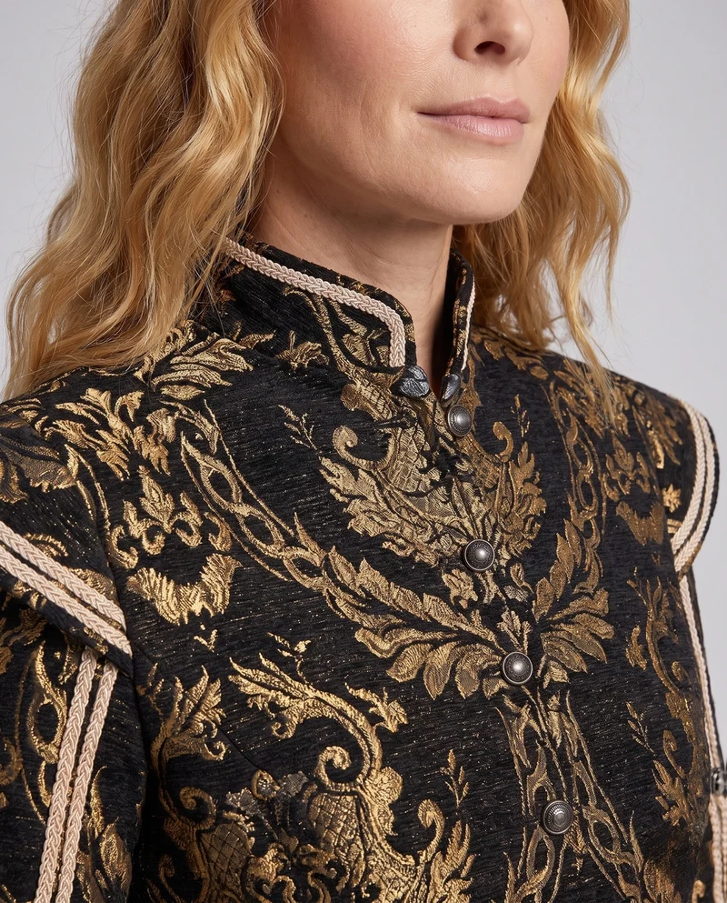 Damen Elegante Brokatjacke mit aufwändigen Verzierungen Drune