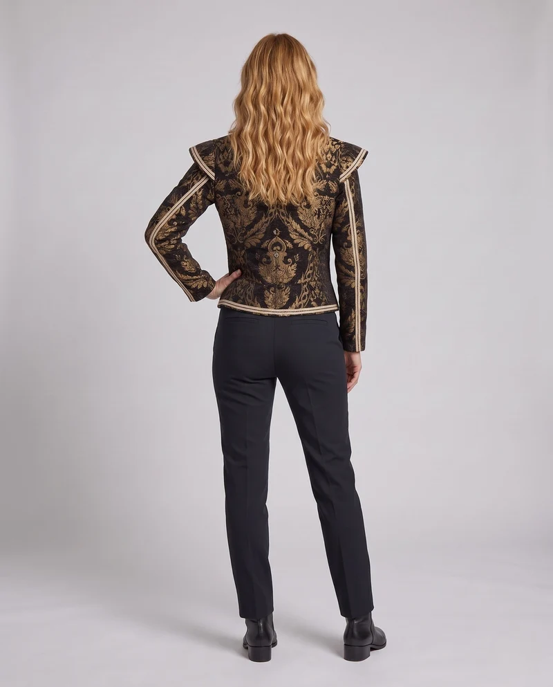Damen Elegante Brokatjacke mit aufwändigen Verzierungen Drune