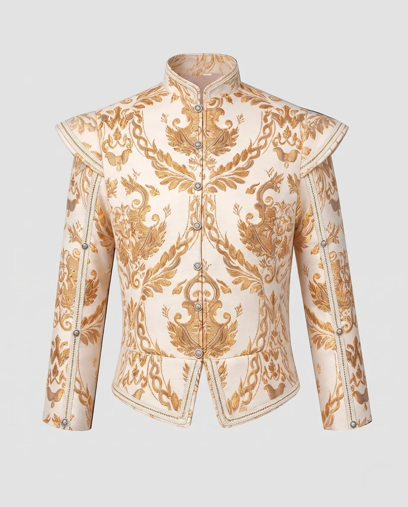 Damen Elegante Brokatjacke mit aufwändigen Verzierungen Drune