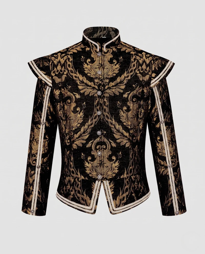 Damen Elegante Brokatjacke mit aufwändigen Verzierungen Drune