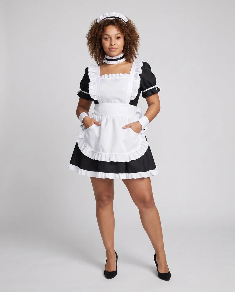 Damen elegantes Maidkleid mit Rüschendetails Drune