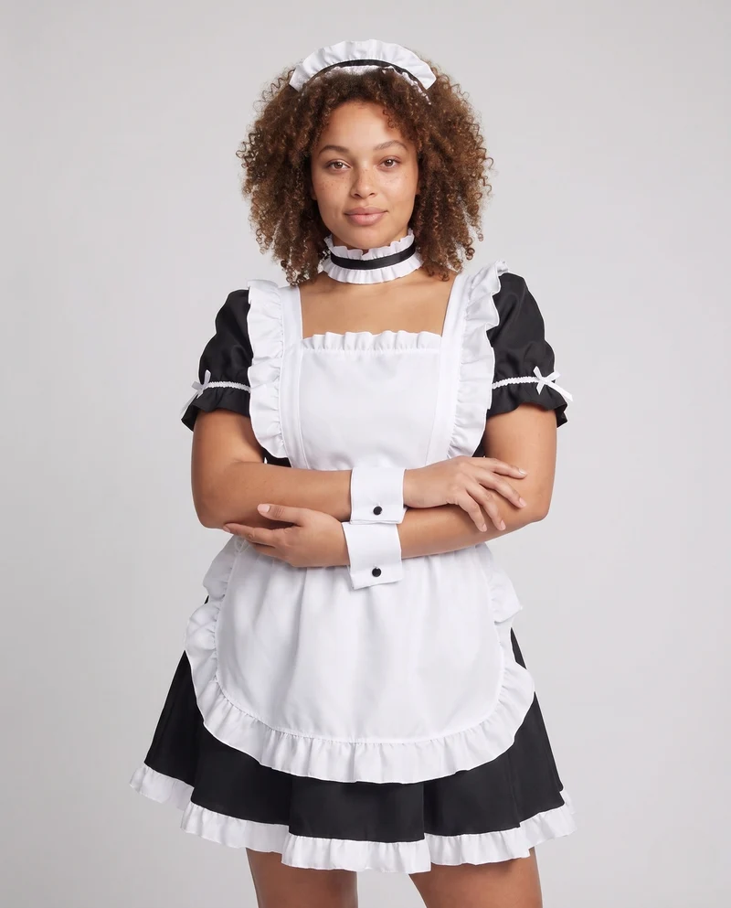 Damen elegantes Maidkleid mit Rüschendetails Drune