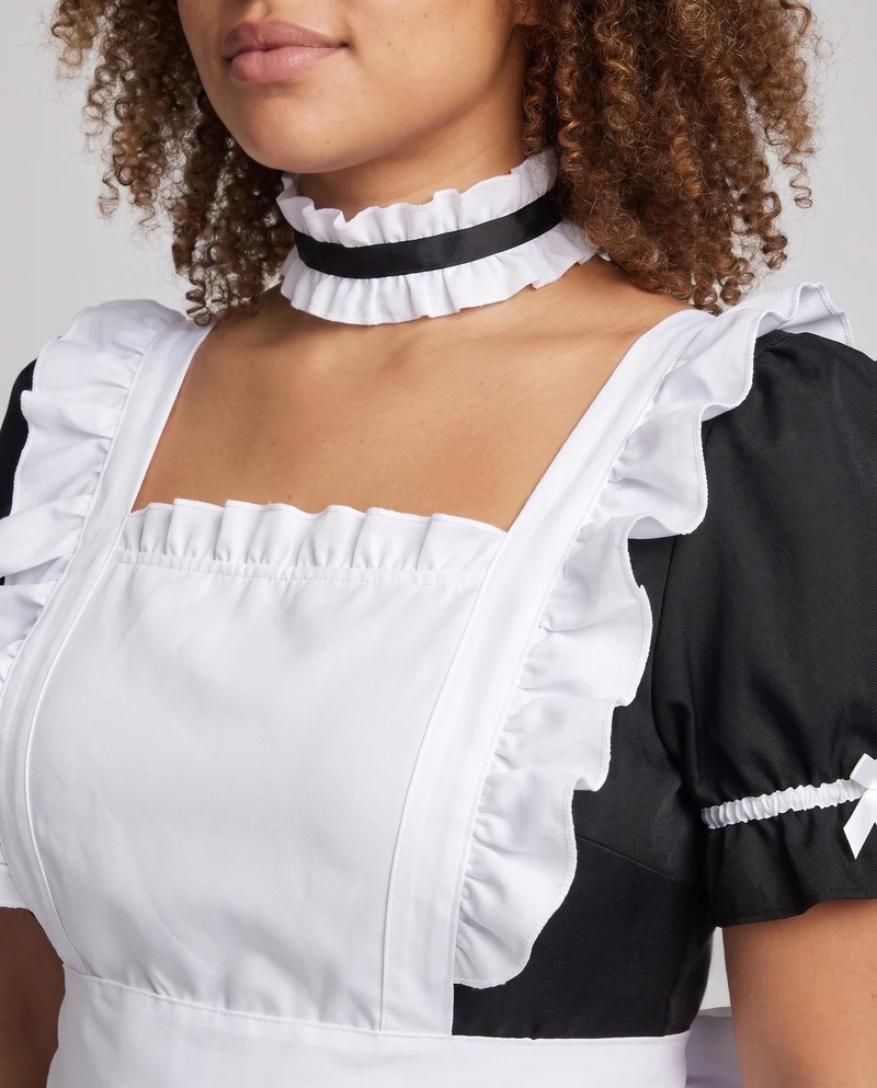Damen elegantes Maidkleid mit Rüschendetails Drune
