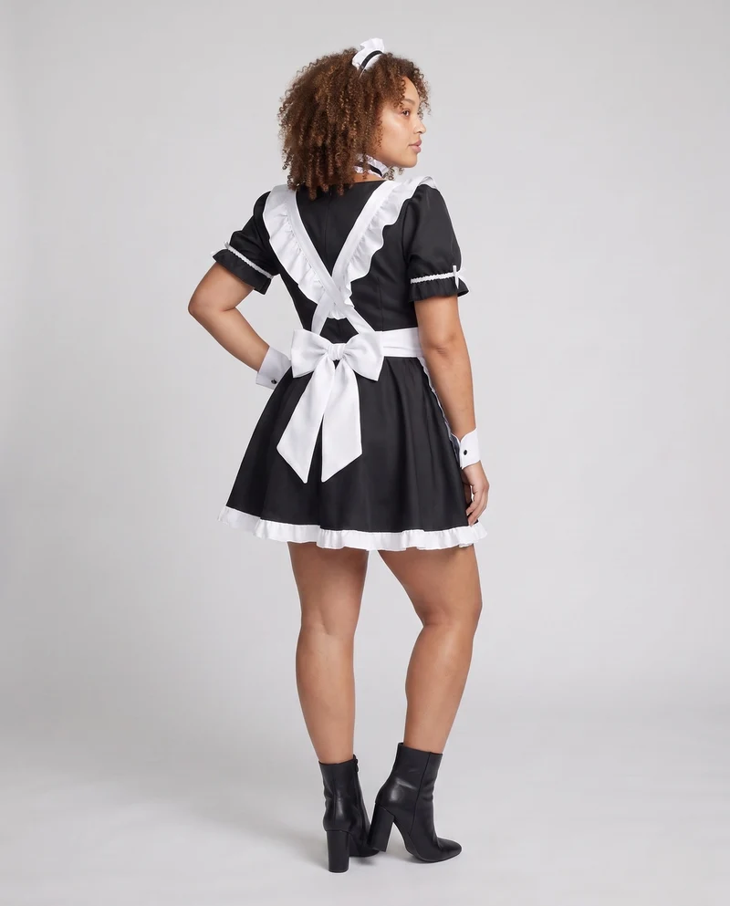 Damen elegantes Maidkleid mit Rüschendetails Drune
