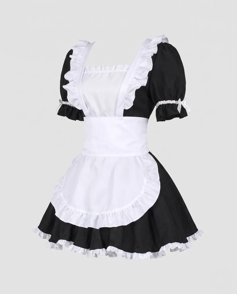 Damen elegantes Maidkleid mit Rüschendetails Drune