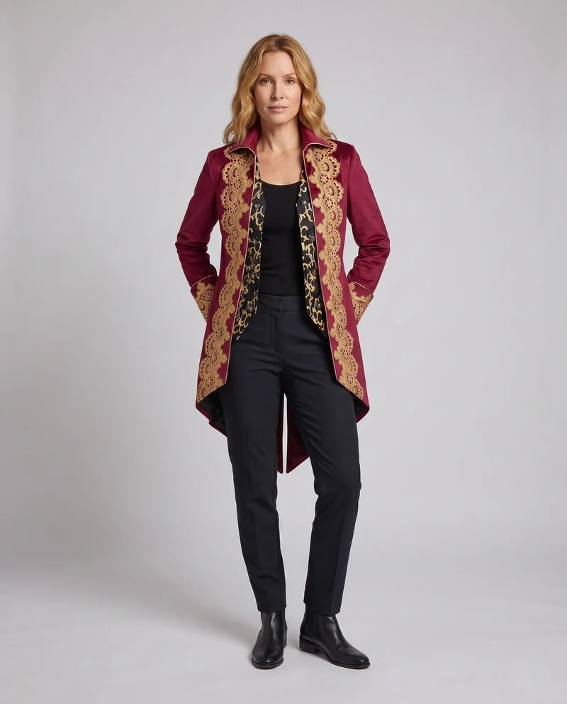 Damen Elegante Gala Jacke mit aufwendigem Goldmuster Drune
