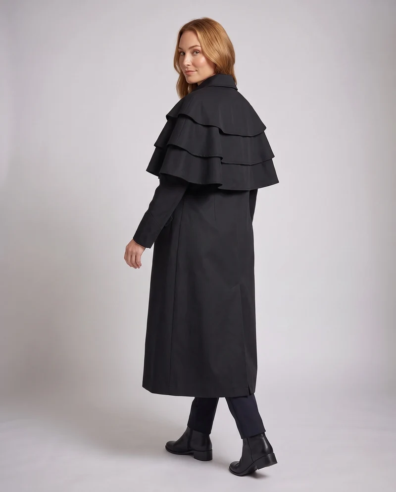 Damen Elegantes Langarm Wickelkleid mit Rüsche und Knopfverschluss Drune
