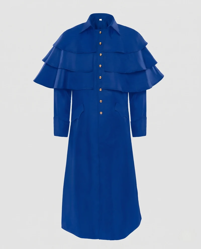 Damen Elegantes Langarm Wickelkleid mit Rüsche und Knopfverschluss Drune