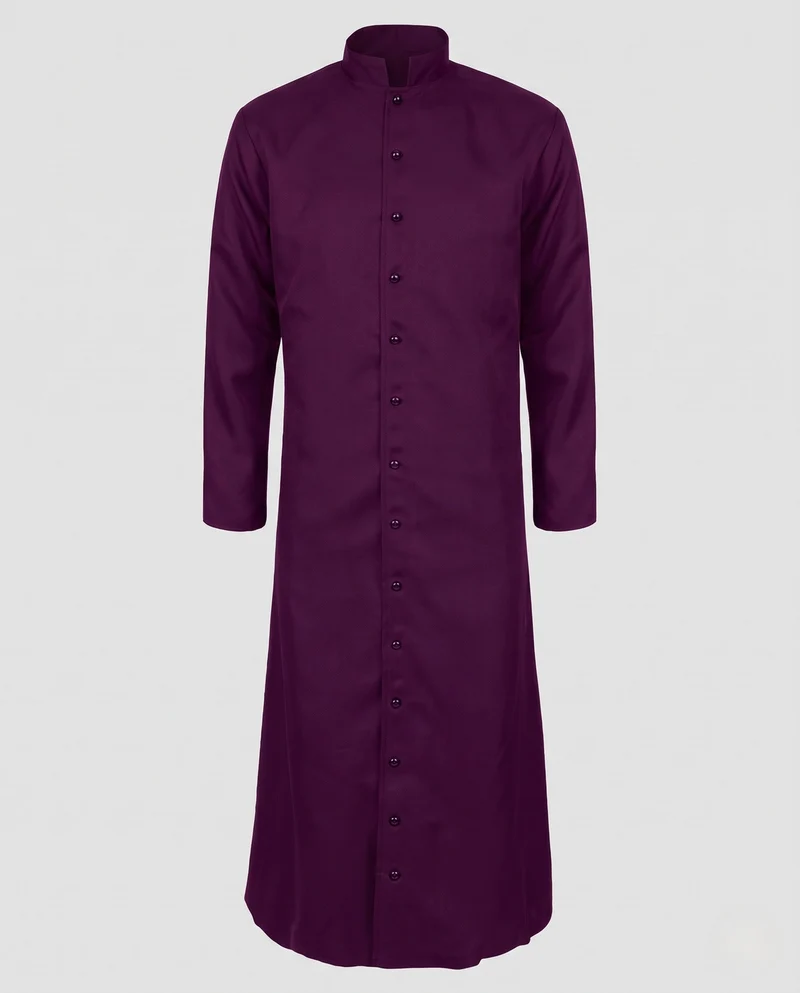 Frauen Elegantes Langes Kleid mit Stehkragen und Knopfleiste Drune