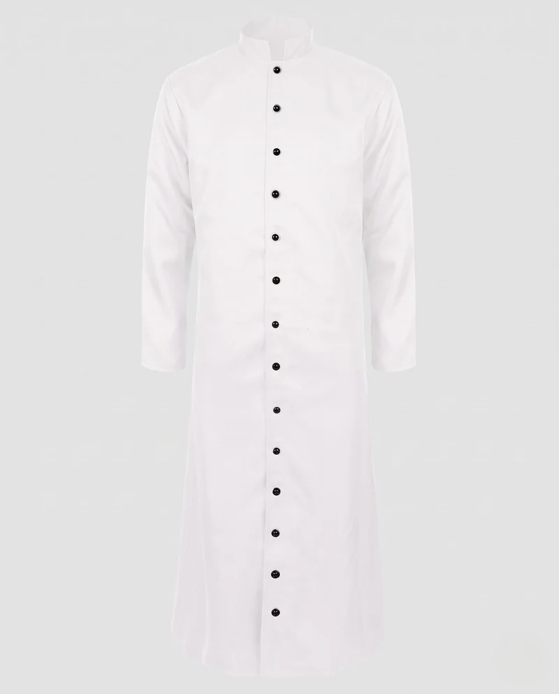 Frauen Elegantes Langes Kleid mit Stehkragen und Knopfleiste Drune