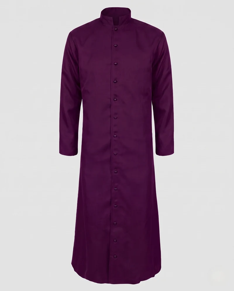 Frauen Elegantes Langes Kleid mit Stehkragen und Knopfleiste Drune