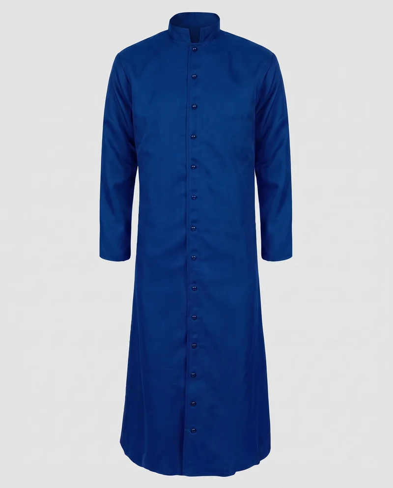 Frauen Elegantes Langes Kleid mit Stehkragen und Knopfleiste Drune