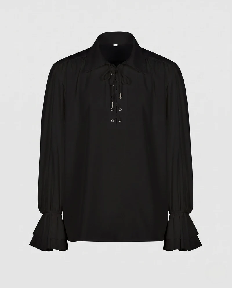 Frauen Elegante Rüschbluse mit Schnürung und Weiten Schwingen Ärmel Drune