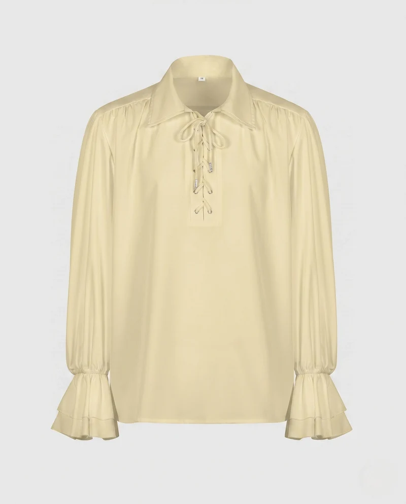 Frauen Elegante Rüschbluse mit Schnürung und Weiten Schwingen Ärmel Drune