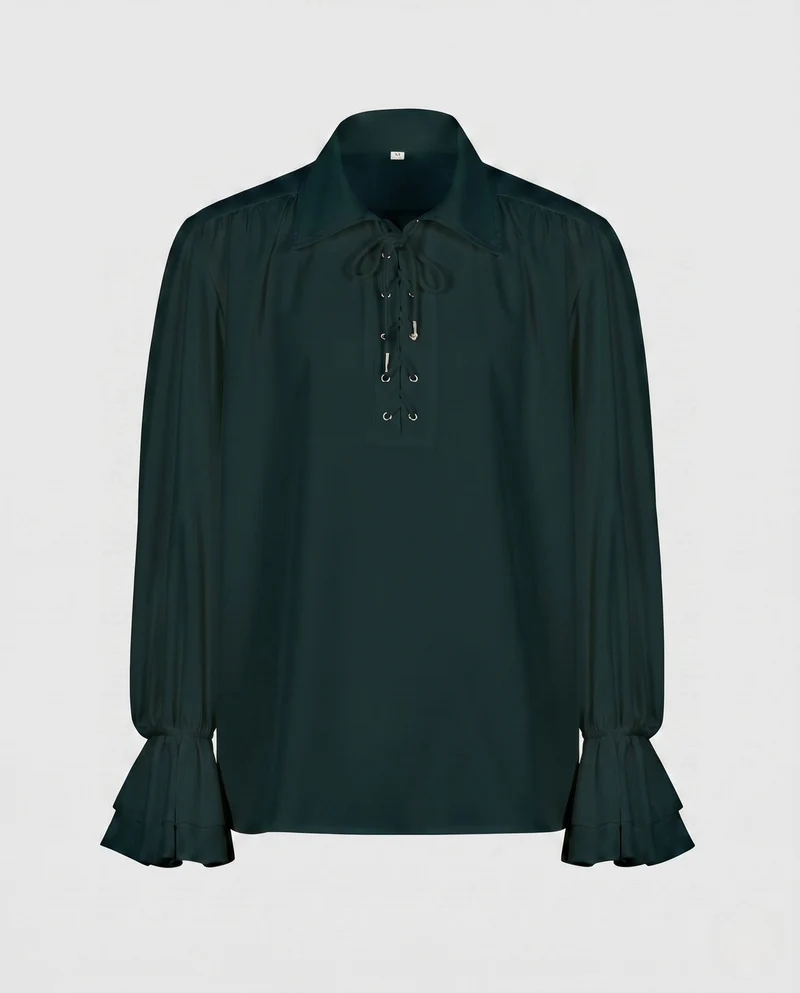 Frauen Elegante Rüschbluse mit Schnürung und Weiten Schwingen Ärmel Drune