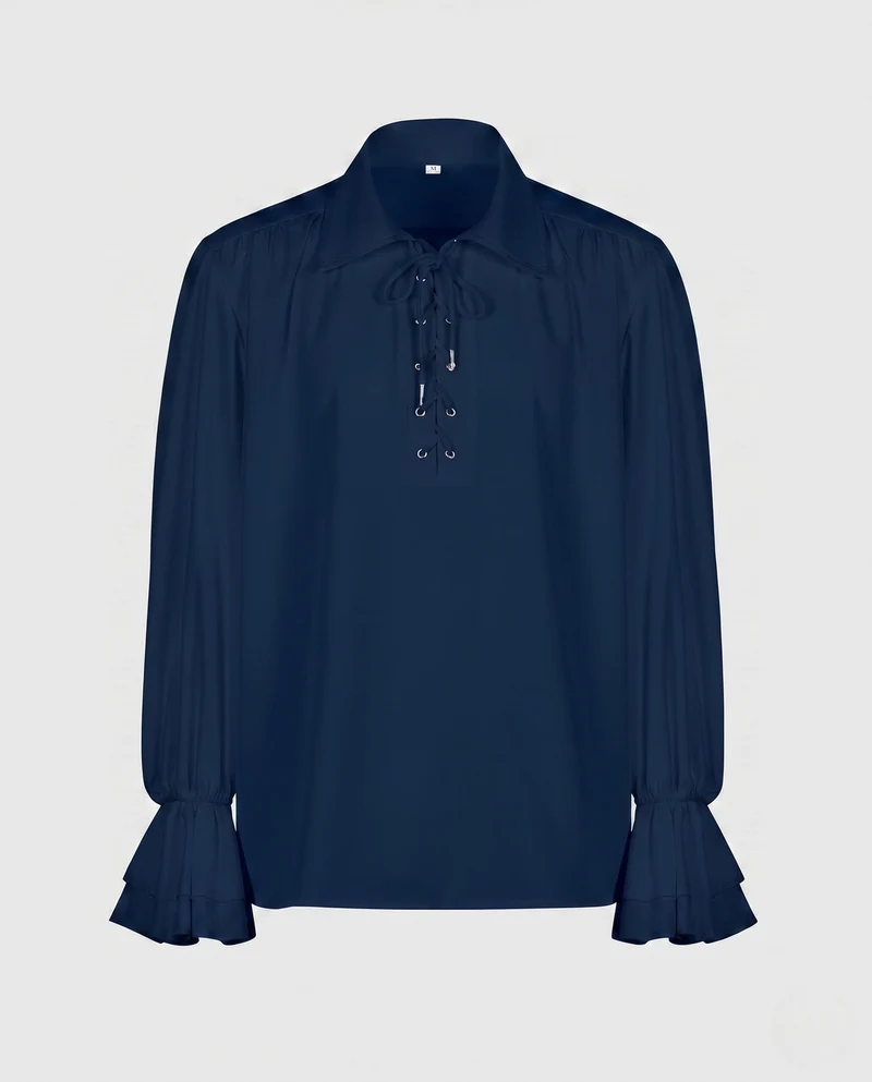 Frauen Elegante Rüschbluse mit Schnürung und Weiten Schwingen Ärmel Drune