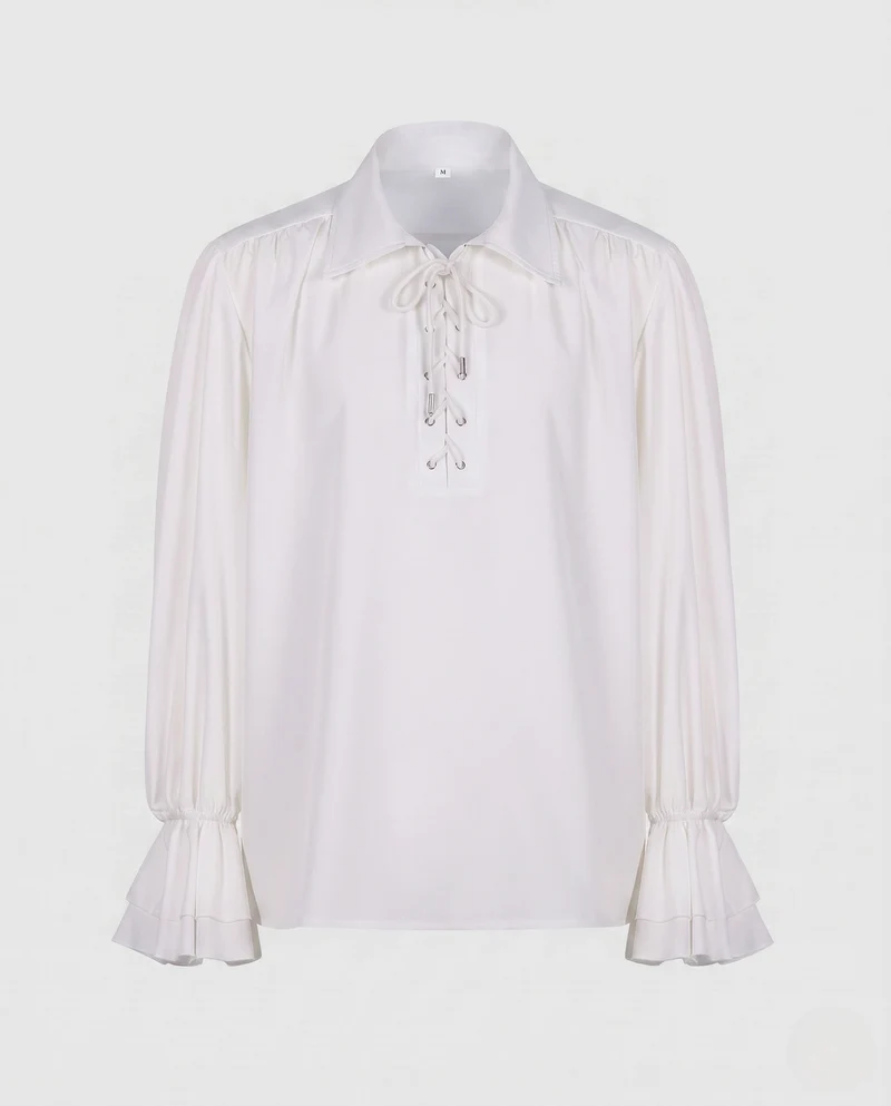 Frauen Elegante Rüschbluse mit Schnürung und Weiten Schwingen Ärmel Drune